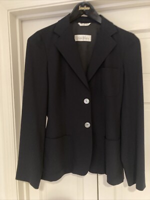 Max Mara Blazer Black Virgin Wool ''Made in Italy'' Sz 8 US; 10 UK Chest 30'' Preow