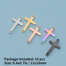 10 Pcs Stainless Steel Cross Connector Pendant Charm Beads for DIY Making