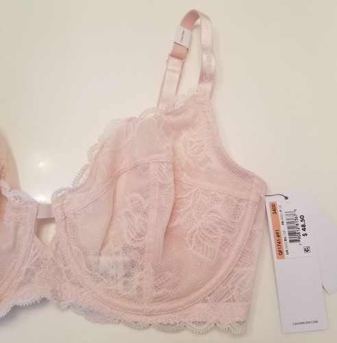 Calvin Klein Bra 34DD Barely Pink Unlined Underwire Lace Adjustable Straps - Picture 4 of 20