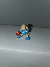 Smurfs 20179 Baby Smurf Rattle  White Pajamas Vintage Figure Toy PVC Figurine