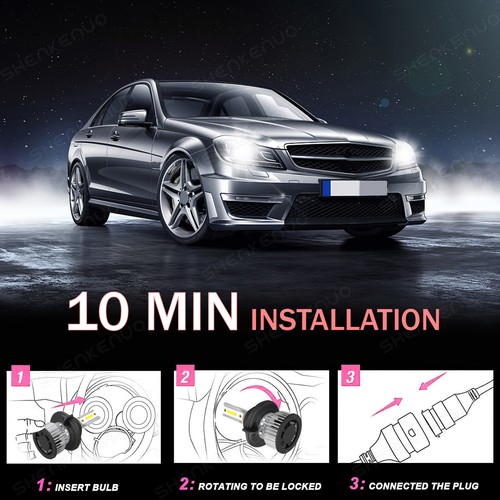 For Chevy HHR 2006-2010 2011 Pair 6000K White LED Headlight High/Low Beam Bulbs - Picture 6 of 14
