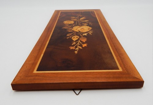 Notturno Intarsio Flowers Inlaid Wood Plaque Sorrento Italy Marked 14.75 Inch - Picture 9 of 11