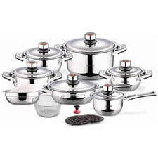 Juego de utensilios de cocina SWISS INOX 18 PIEZAS. Ollas, sartenes, cacerola, cazuela