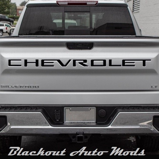 Gloss Black Vinyl Tailgate Letters 2019 Chevrolet Silverado Inserts
