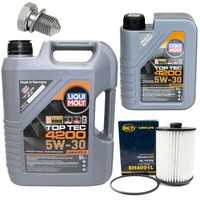MotoröL Set 5W-30 6 Liter + ÖLfilter SH 4091 L + Schraube FüR Skoda Superb II VW