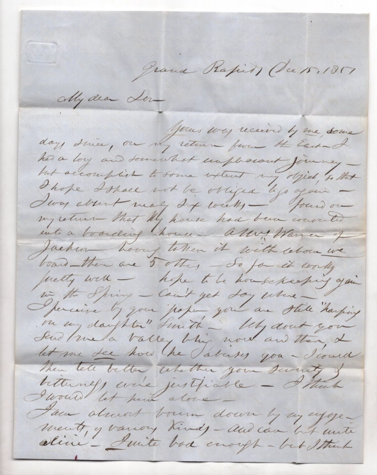 US 1851 CARTA DOBLADA FRANQUEADA SCOTT #10A GRAND RAPIDS MICH EN ROJO A IOWA Foto 3 de 3