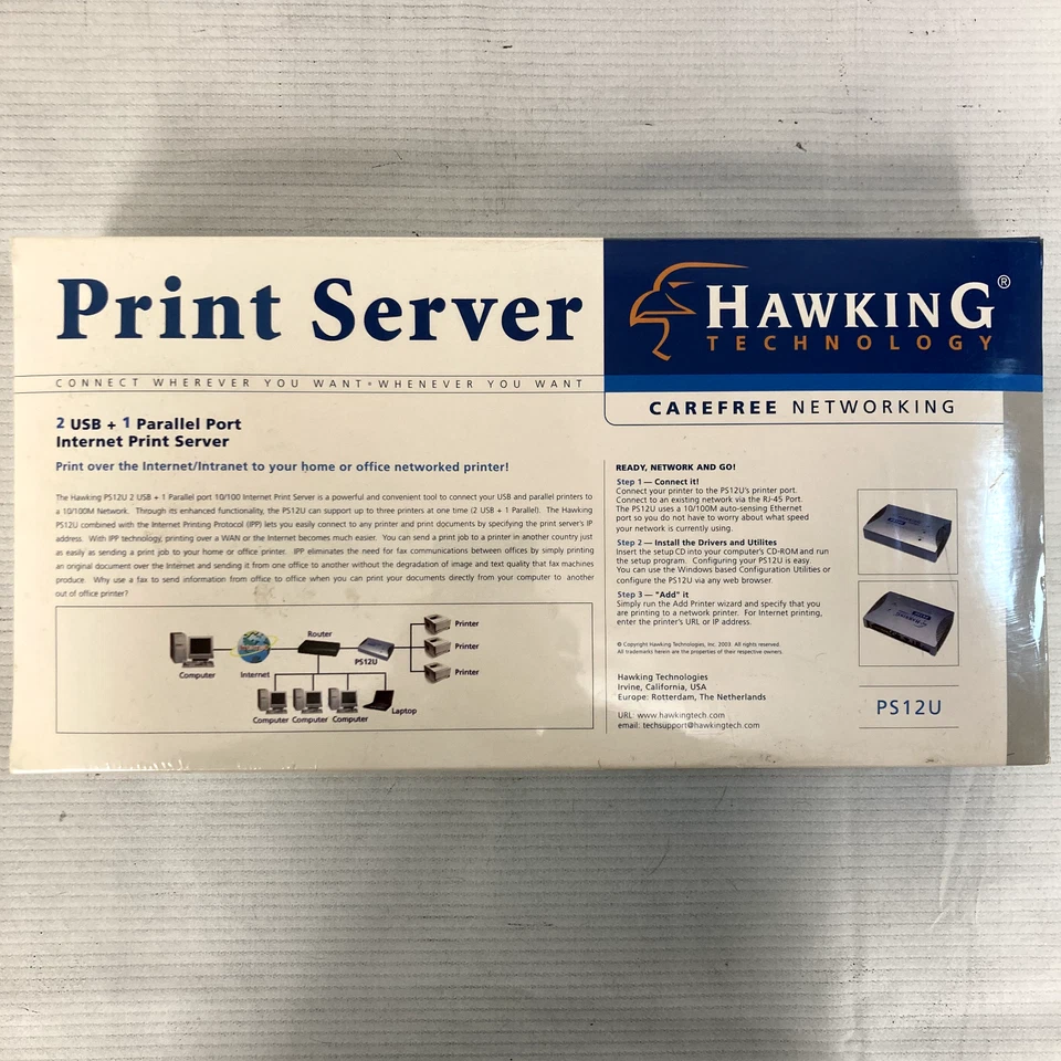 Hawking Technology PS12U Internet Print Server 3-Port, 2x USB, 1x Parallel NIB - Image 3 of 4