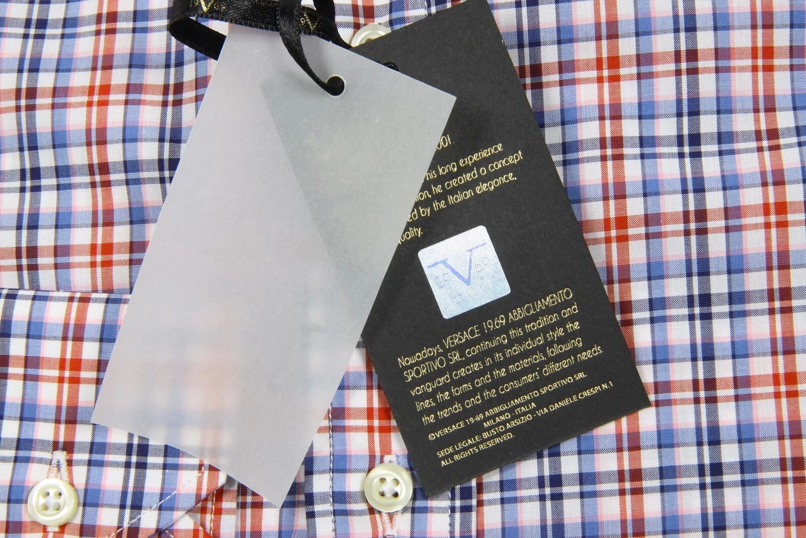 Camicia uomo Versace 1969 abito quadri taglia 17 5" 44 Made in Italy regalo per lui