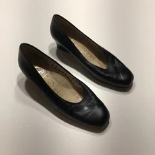 HOKI Chaussures De France Shoes Womens EU 37 Black Leather Square-Toe Slip On