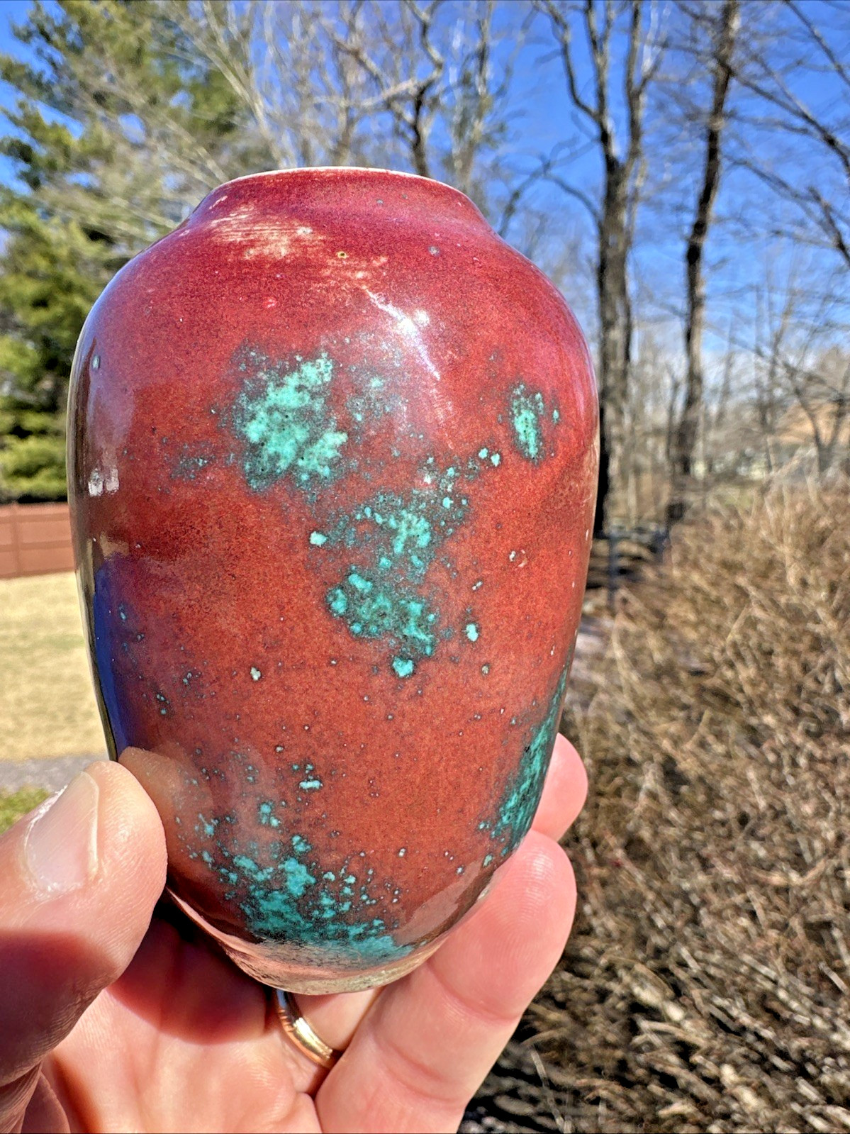 JUGTOWN / WARE ART POTTERY VASE w/ CHINESE BLUE GLAZE, NORTH CAROLINA, c1930-40