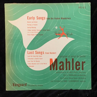 MAHLER Early & Last Songs - ALFRED POELL, Prohaska, Vienna - VANGUARD VRS-421 LP
