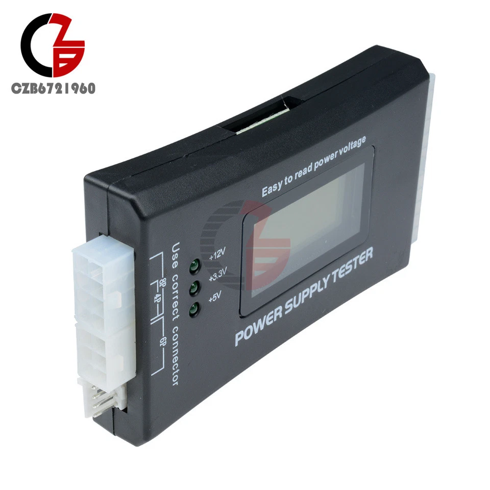 LCD COMPUTER PC POWER SUPPLY TESTER 20/24 4/6/8 PIN FOR SATA IDE HDD ATX ITX BTX - Image 2 of 4