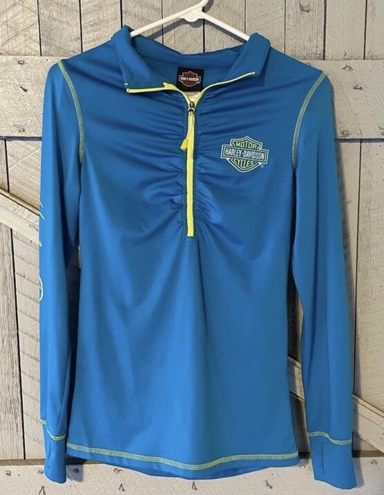 Harley Davidson Blue Light Partial Zip Jacket - image 1