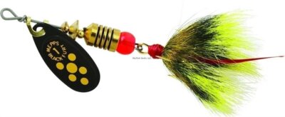 Mepps Black Fury In-Line Spinner 1/8Oz Yellow Dot Blade w/Gray/YellowTail BF1T Y