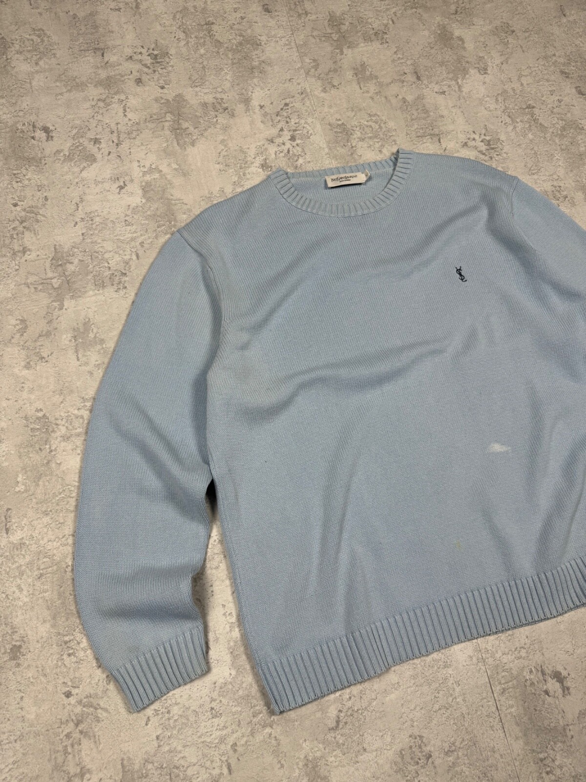 Maglione vintage Yves Saint Laurent Y2K a maglia blu taglia L