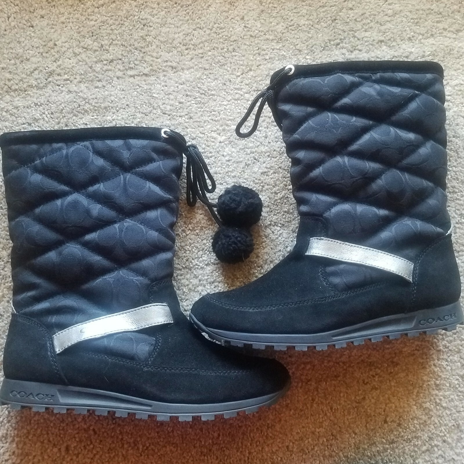 NIB COACH Juniper Black Winter Boots 9 