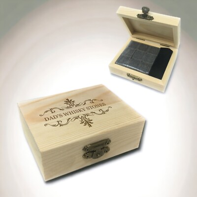 Personalisierte Whisky Steine Holz Geschenkset Gravur Trinkbar Whisky Geschenk