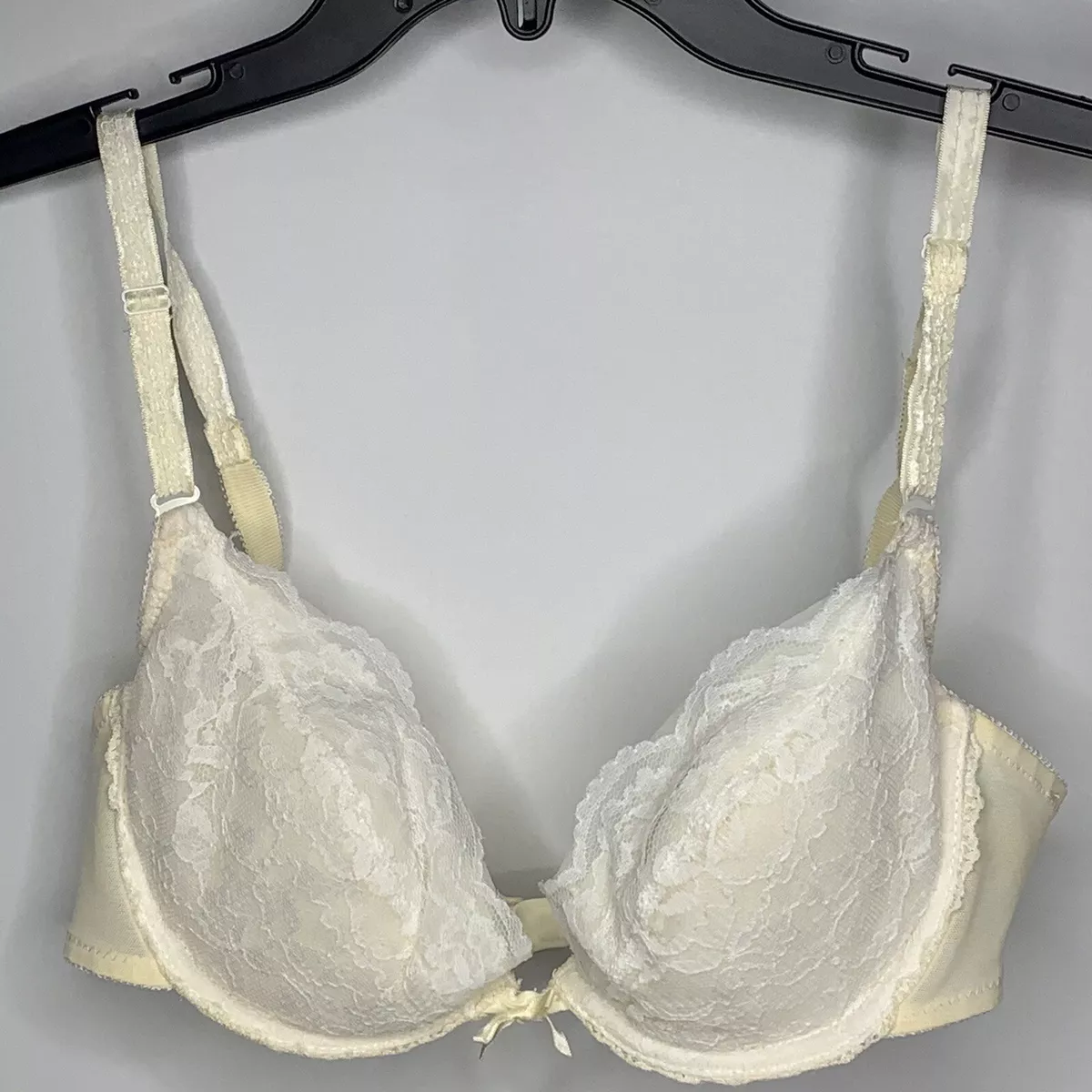 Jezebel Bra Womens 36C Vtg Ivory Padded Underwire Removable Pads 1980s Sexy