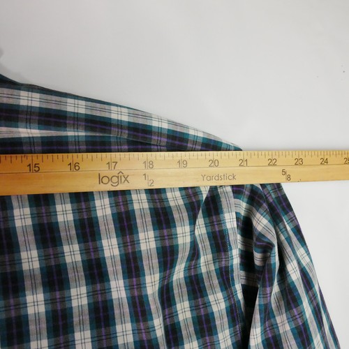 Nordstrom Men's XXL Tall Green Purple White Plaid Button Up Shirt Long Sleeve - Picture 11 of 15