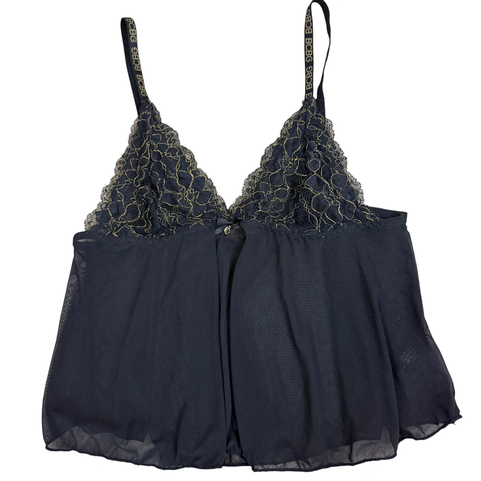 BCBG Black & Gold Nylon & Lace Cami Size Large - Image 2 of 3