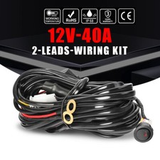 12V 40A Relay Wiring Harness Kit LED Work Light Bar Loom Switch Kit 2 Leads UK