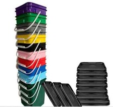 4 Gallon Square Food grade Bucket pail with plastic handles and Lid- Made in USA