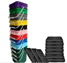 4 Gallon Square Food grade Bucket pail with plastic handles and Lid- Made in USA