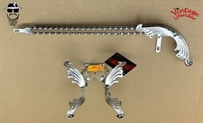 VINTAGE LOWRIDER 26" DOUBLE SQUARE WING CHROME CHAIN GUARD W/WING STEERING WHEEL