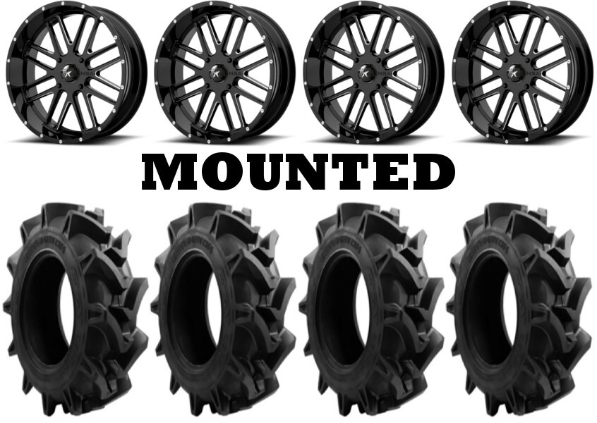 Kit 4 EFX MotoHavok Tires 34x8.5-18 on MSA M35 Bandit Black Wheels POL ...