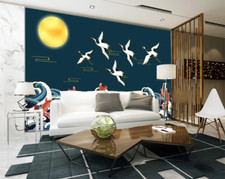 3D Flying Crane Sun 13824NA Wallpaper Wall Murals Removable Wallpaper Fay