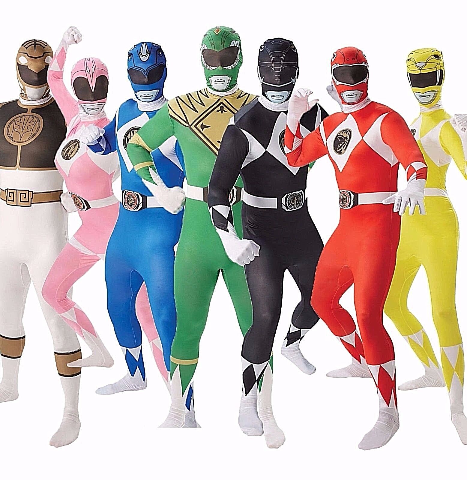 Mighty Morphin Power Rangers Fancy Dress 2nd Skin Adult Costume