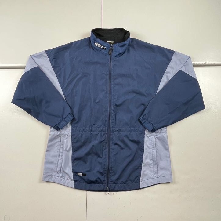 IllumiNITE Jacket Mens Large Blue Full Zip Mock Neck Windbreaker Vented Outdoor