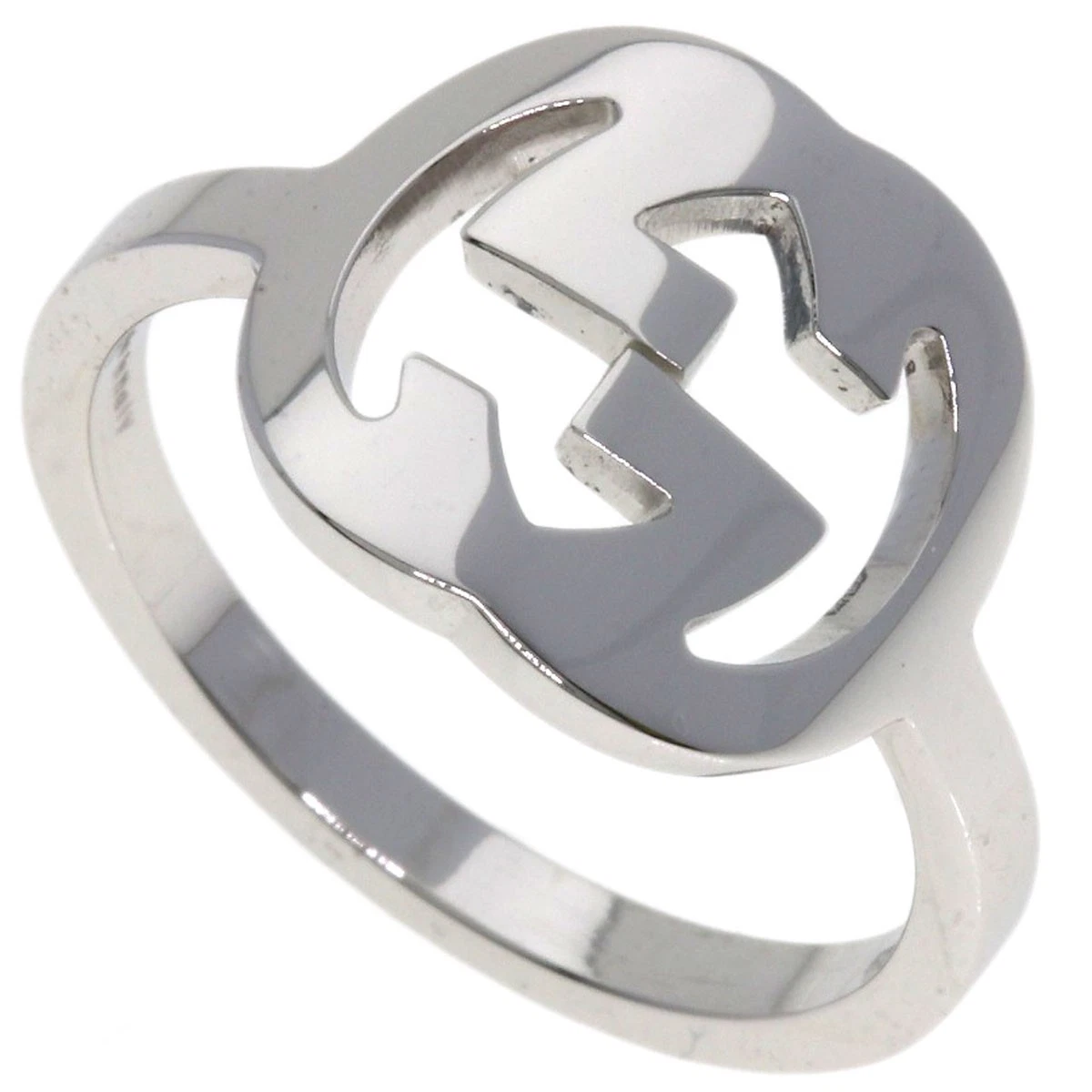 Gucci GG Logo 11 Bague K18 Or Blanc Bijoux Femme Occasion