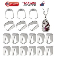 PandaHall 50pcs Pinch Clip Bail Clasp 304 Stainless Steel Pendant Charm Conne...