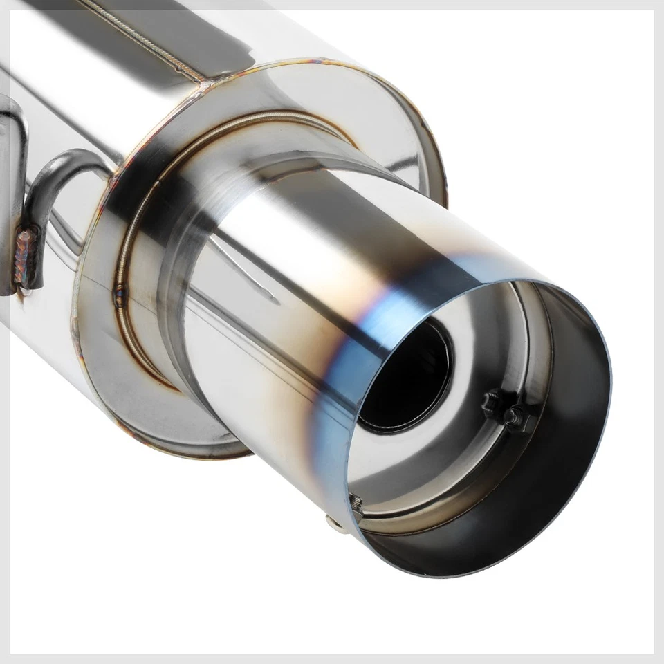 SS Dual Muffler 4" Burnt Tip Catback Exhaust System for 07-08 Hyundai Tiburon V6 - Image 3 of 4