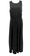 Banana Republic Maxi Dress Womens Large Black Fit Flare Long Casual Pockets New