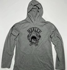 Hurley Long Sleeve Gray Hoodie T-Shirt Youth Size Extra Large XL 13-15 Shark