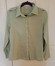Coldwater Creek No Iron Blouse Womens Med 10-12 Classic Long Sleeve Light Green