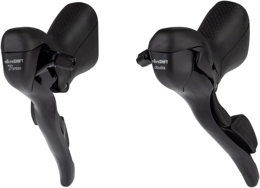 microSHIFT R7 Drop Bar Shift Lever Set - 2 x 7-Speed, Shimano Compatible, Black - Image 2 of 2