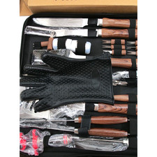 ROMANTICIST 26pcs BBQ Grill Tool Set in Aluminum Case Grill Mats--Brown