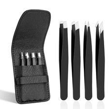 Tweezers Set with Travel Case, Great Precision Upgrade Professional Anti-Rust Al
