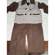 Vintage Lo-Bel New York Boys Brown Glen Plaid Suit Set Jacket Trousers 1950s 60s