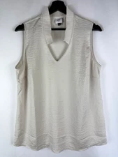 Cabi Women's #4177 Moonbeam Beige Ruffle Collar Snapshot Top Blouse Medium M