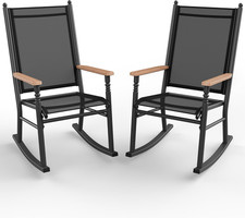 Outdoor Rocking Chairs Set of 2,Upgraded High Back Patio Rocking Chair Set,Breat