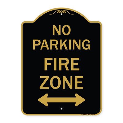 Designer Series - No Parking Fire Zone with Bidirectional Arrow Metal Sign