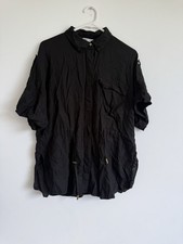 Women's Zara Black Size M Button Up Mini Collared Shirt Dress (Pre-owned)