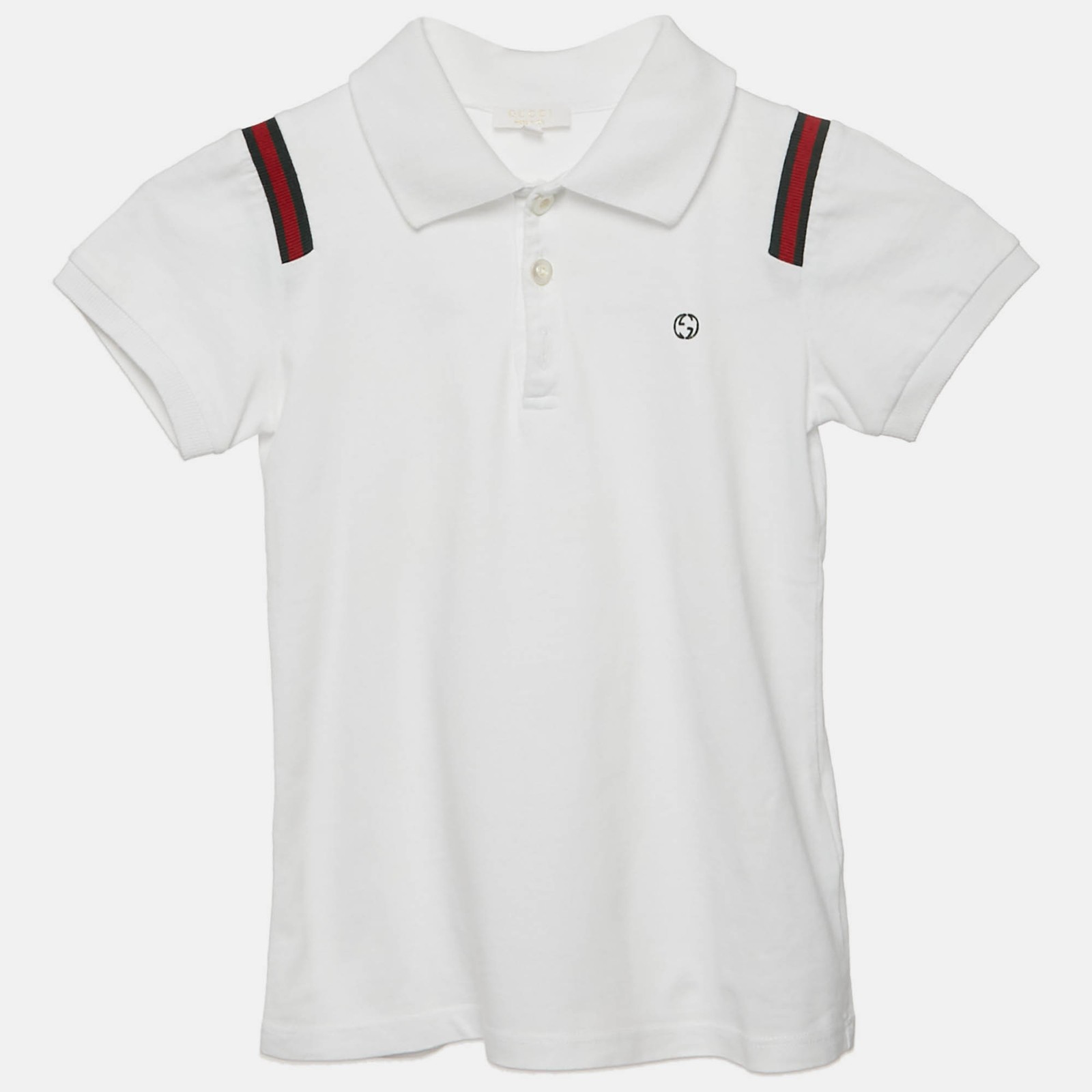 Gucci Kids White Web Collar Jersey Polo T-Shirt 6 Yrs