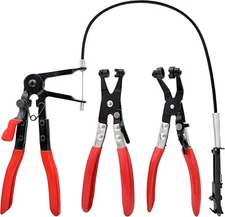 3Pcs Hose Clamp Pliers,Remover Kit with Long Reach Wire Spring Red 