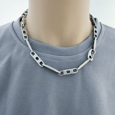 New Men Chic Titanium Steel Hollow Chain Necklace Industrial Style Unisex Choker
