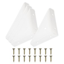 4pcs Corner Brace Brackets 66mm x 66mm Carbon Steel Triangle Corner Braces White